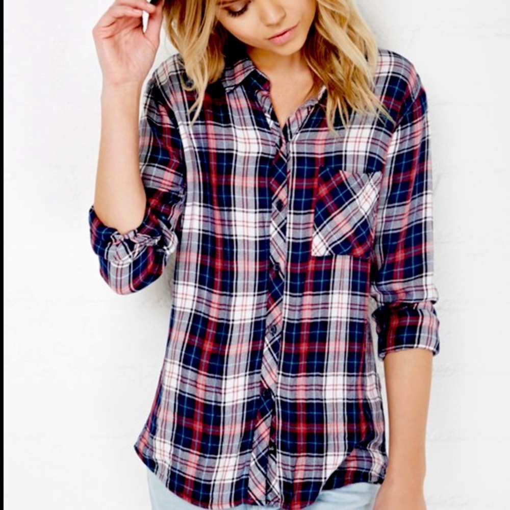 Rails Hunter Plaid Button Up Flannel Collared Pocket Shirt M